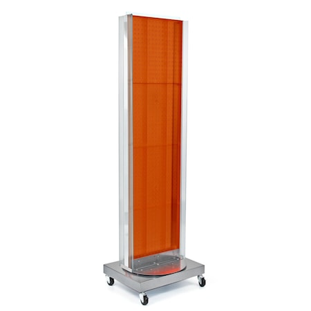 Azar Displays Two-Sided Pegboard Floor Display w/ Two C-Channel Sides on a Revolving Wheeled Base. 700258-ORG